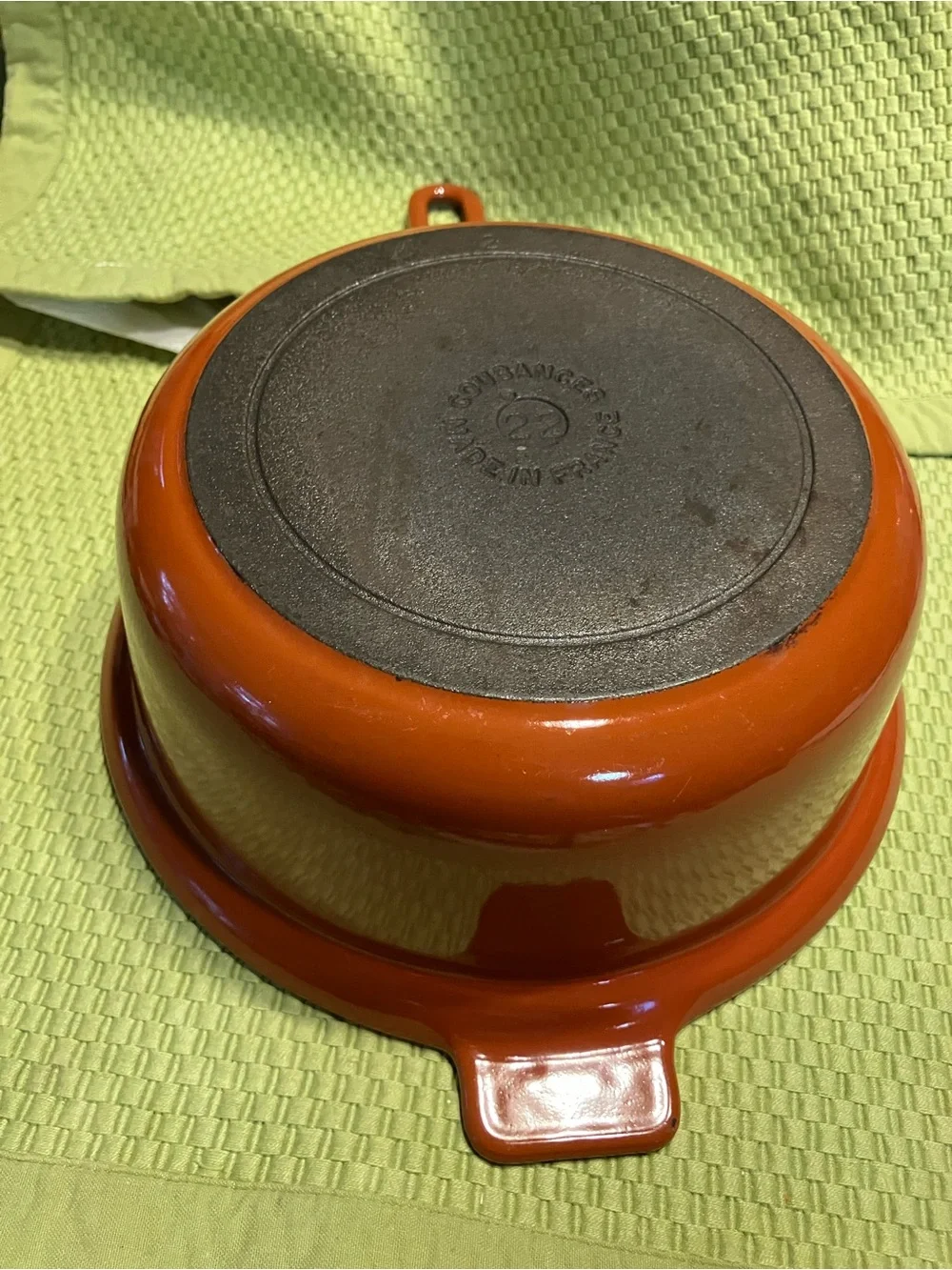 vintage Cousances/ Le Creuset #22 enamel cast iron pan set of 2